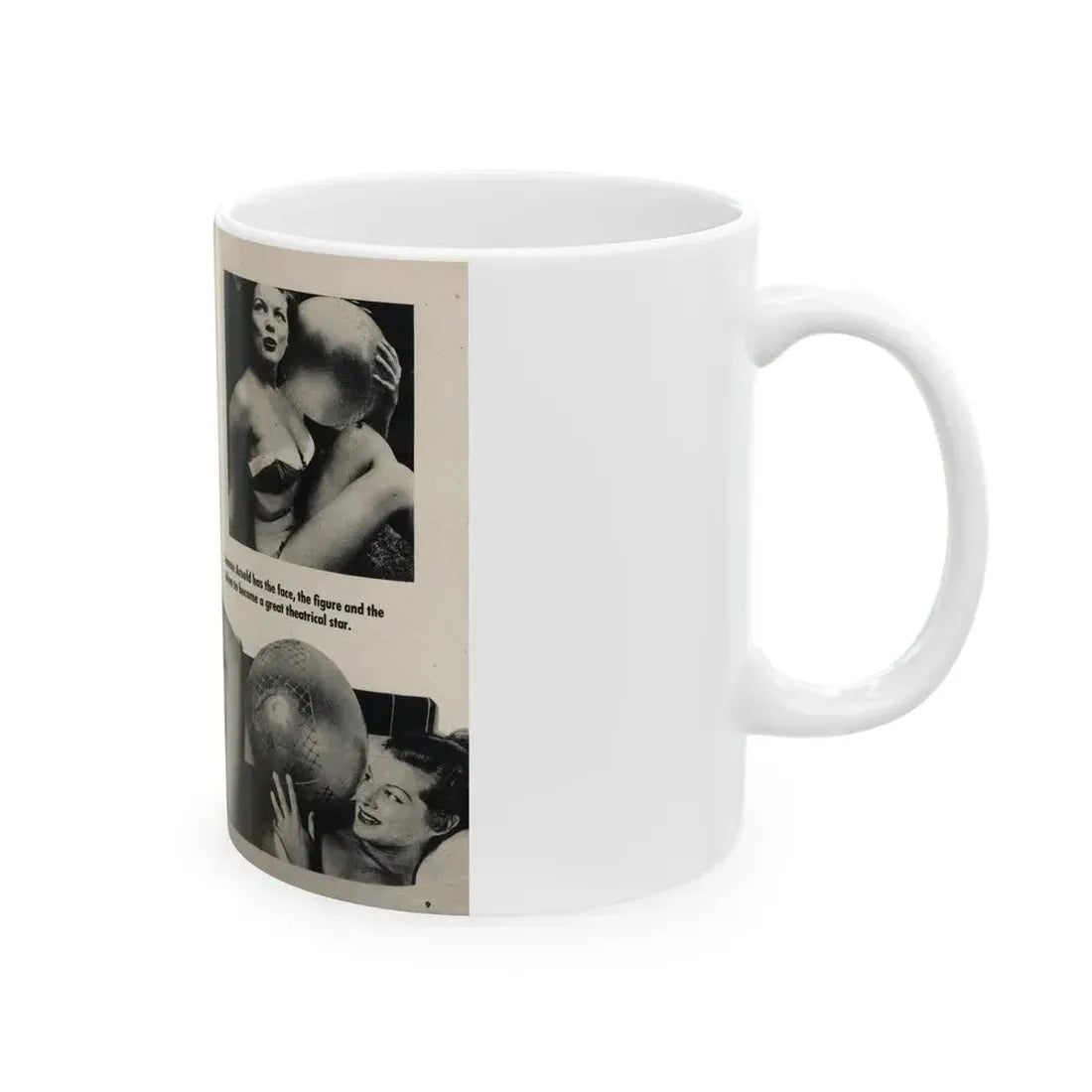 Joanne Arnold #65 - Pages 1 & 2 of 3 with, 3 B&W Photos, Captions & Short Article from Foto-rama Digest Mag. March '54 (Vintage Female Icon) White Coffee Mug - Go Mug Yourself