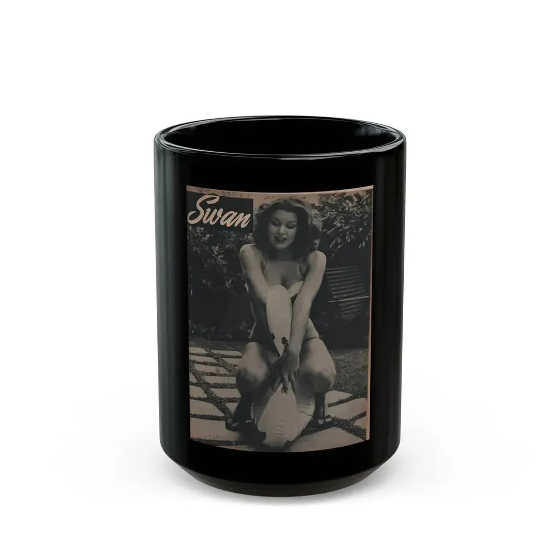 Joanne Arnold #68 - Pages 2 of 4 with, 1 Full Page B&W Photo from Famous Models Mag. May-June '51 (Vintage Female Icon) Black Coffee Mug 15oz - Go Mug Yourself