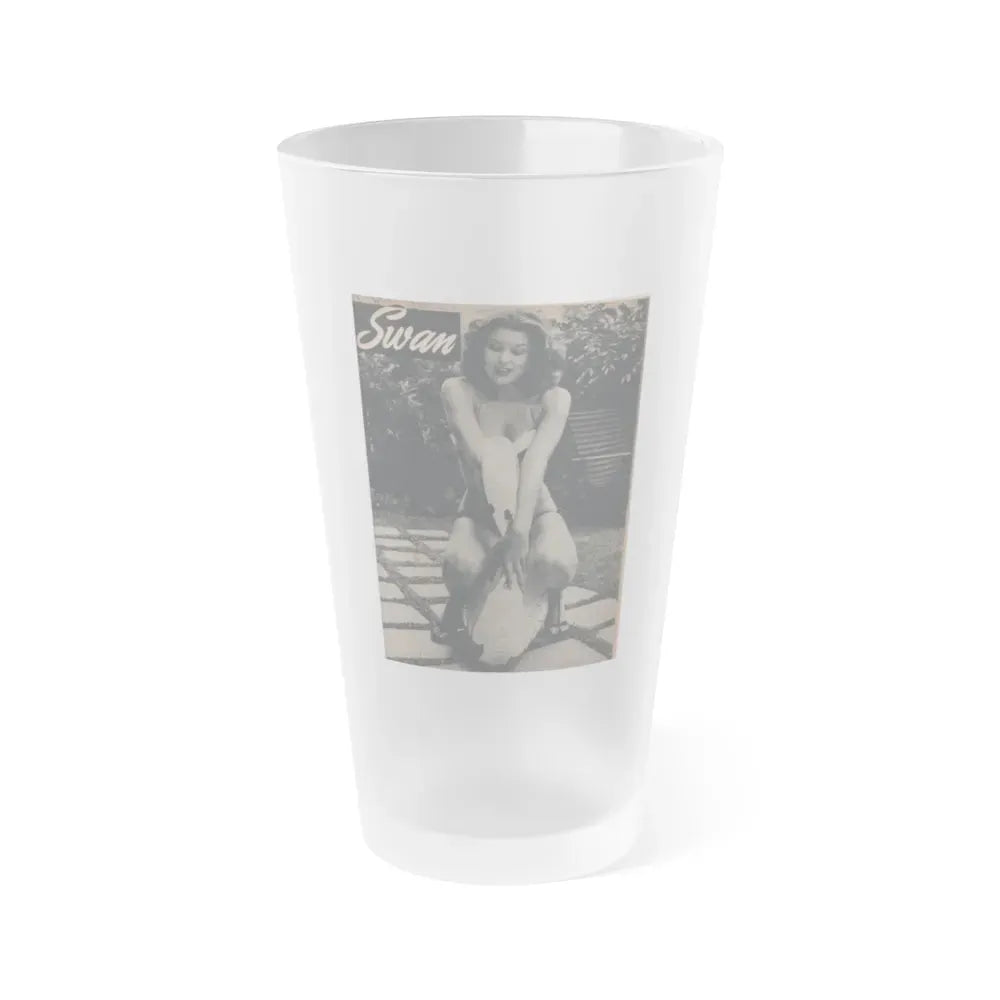 Joanne Arnold #68 - Pages 2 of 4 with, 1 Full Page B&W Photo from Famous Models Mag. May-June '51 (Vintage Female Icon) Frosted Pint Glass 16oz 16oz Frosted - Go Mug Yourself