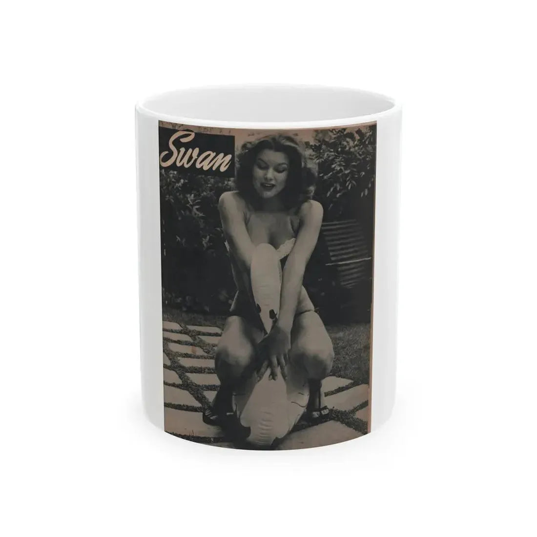 Joanne Arnold #68 - Pages 2 of 4 with, 1 Full Page B&W Photo from Famous Models Mag. May-June '51 (Vintage Female Icon) White Coffee Mug 11oz - Go Mug Yourself
