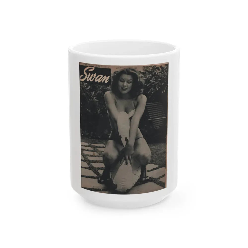 Joanne Arnold #68 - Pages 2 of 4 with, 1 Full Page B&W Photo from Famous Models Mag. May-June '51 (Vintage Female Icon) White Coffee Mug 15oz - Go Mug Yourself