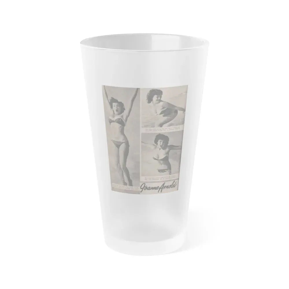 Joanne Arnold #71 - Pages 1 of 4 with, 3 B&W Photos & Captions from LAFF annual Mag. Fall '53 (Vintage Female Icon) Frosted Pint Glass 16oz 16oz Frosted - Go Mug Yourself