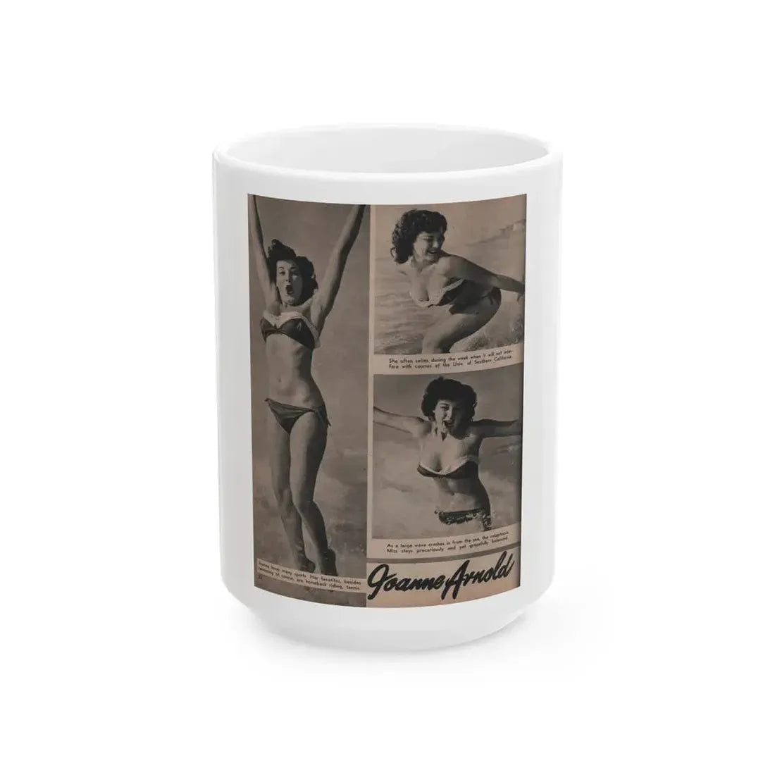 Joanne Arnold #71 - Pages 1 of 4 with, 3 B&W Photos & Captions from LAFF annual Mag. Fall '53 (Vintage Female Icon) White Coffee Mug 15oz - Go Mug Yourself