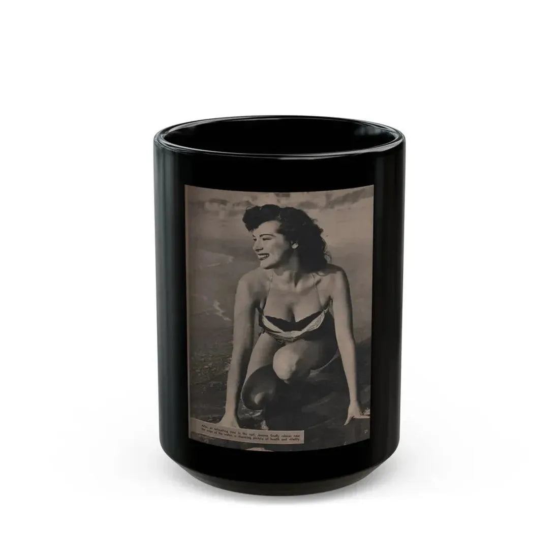 Joanne Arnold #74 - Pages 4 of 4 with, 1 B&W Full Page Photo & Caption from LAFF annual Mag. Fall '53 (Vintage Female Icon) Black Coffee Mug 15oz - Go Mug Yourself