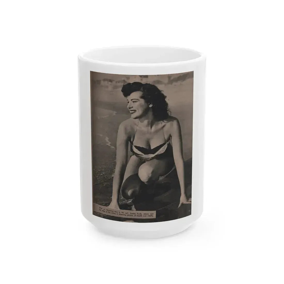 Joanne Arnold #74 - Pages 4 of 4 with, 1 B&W Full Page Photo & Caption from LAFF annual Mag. Fall '53 (Vintage Female Icon) White Coffee Mug 15oz - Go Mug Yourself