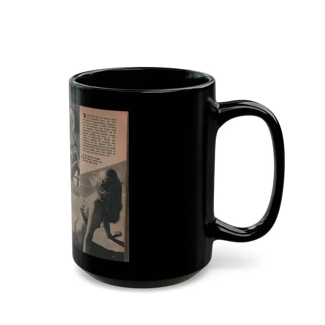 Joanne Arnold #78 - Pages 2 & 3 of 3 with, 3 B&W Photos & Captions from TAB Digest Mag. Sept. '54 (Vintage Female Icon) Black Coffee Mug - Go Mug Yourself