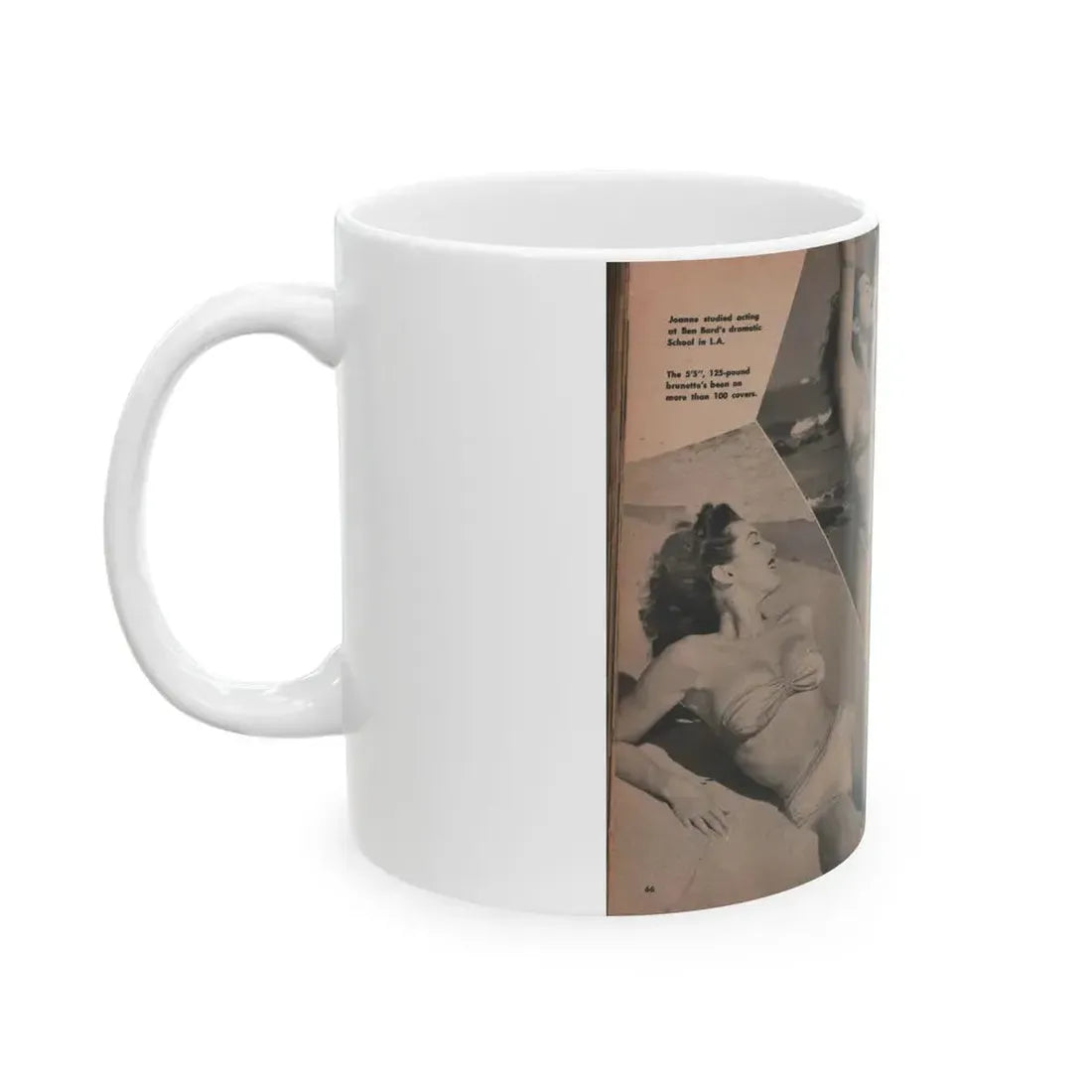 Joanne Arnold #78 - Pages 2 & 3 of 3 with, 3 B&W Photos & Captions from TAB Digest Mag. Sept. '54 (Vintage Female Icon) White Coffee Mug - Go Mug Yourself
