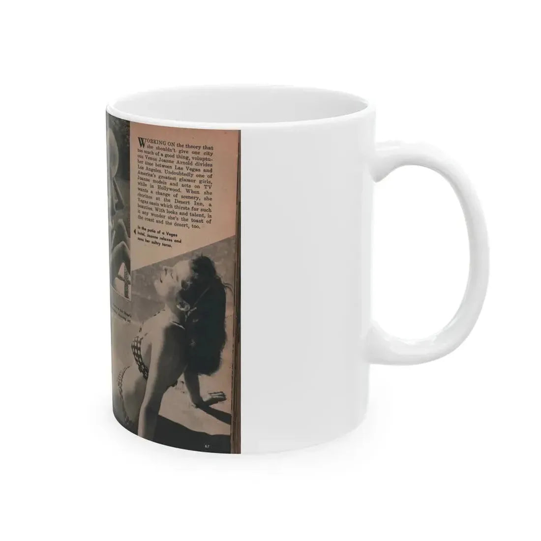 Joanne Arnold #78 - Pages 2 & 3 of 3 with, 3 B&W Photos & Captions from TAB Digest Mag. Sept. '54 (Vintage Female Icon) White Coffee Mug - Go Mug Yourself