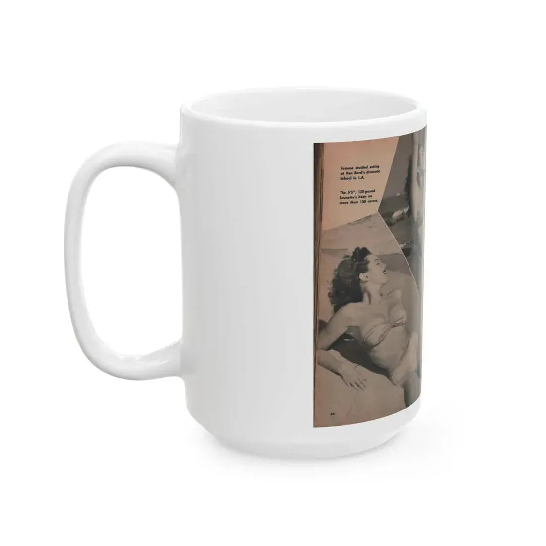 Joanne Arnold #78 - Pages 2 & 3 of 3 with, 3 B&W Photos & Captions from TAB Digest Mag. Sept. '54 (Vintage Female Icon) White Coffee Mug - Go Mug Yourself