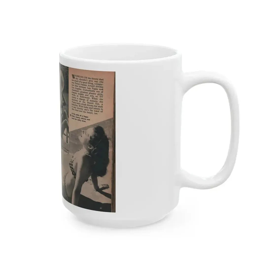 Joanne Arnold #78 - Pages 2 & 3 of 3 with, 3 B&W Photos & Captions from TAB Digest Mag. Sept. '54 (Vintage Female Icon) White Coffee Mug - Go Mug Yourself