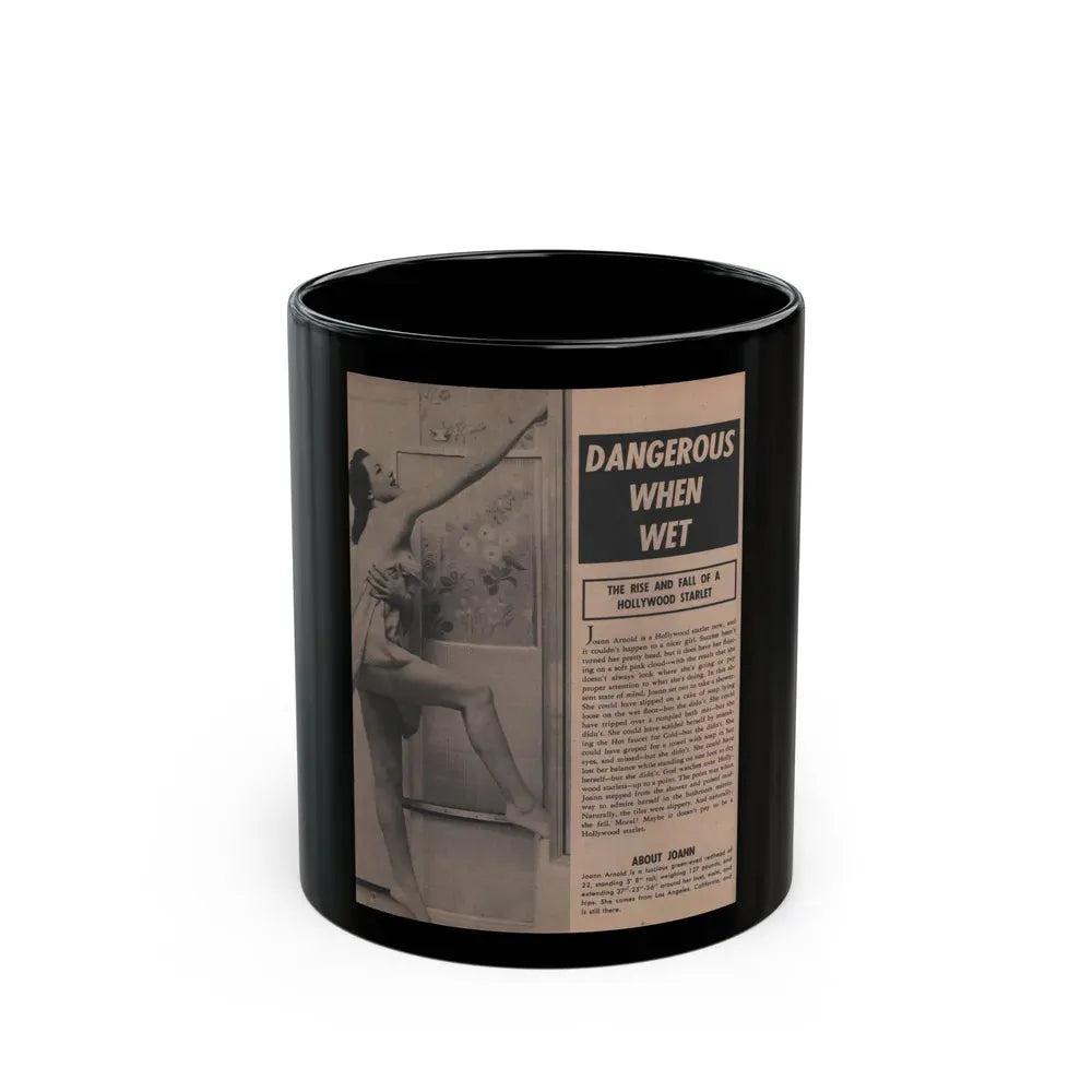 Joanne Arnold #84 - Pages 1 of 2 with, 1 B&W Photo, Statistics & Article from Cover Girls Models Mag. Jan. '54 (Vintage Female Icon) Black Coffee Mug 11oz - Go Mug Yourself