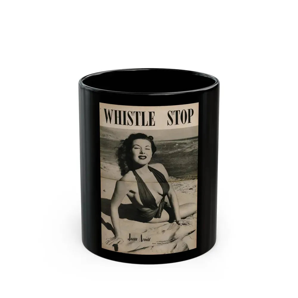 Joanne Arnold #88 - Pages 2 & 3 of 3 with, 1 Full B&W Centerfold Photo (Vintage Female Icon) Black Coffee Mug 11oz - Go Mug Yourself