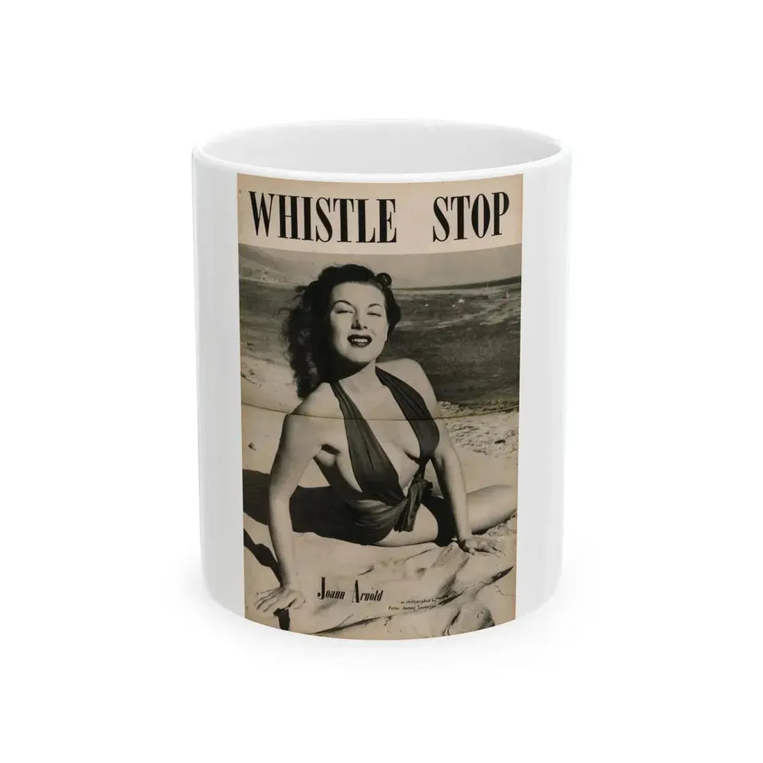 Joanne Arnold #88 - Pages 2 & 3 of 3 with, 1 Full B&W Centerfold Photo (Vintage Female Icon) White Coffee Mug 11oz - Go Mug Yourself