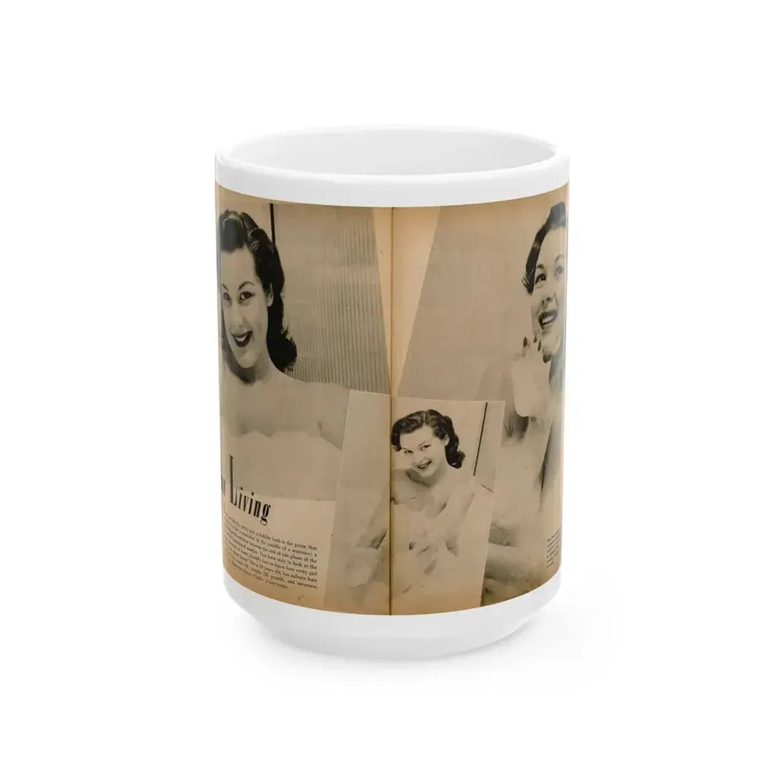 Joanne Arnold #89 - Pages 1 & 2 of 2 with, 3 B&W Photos from Cover Girls Models Mag. '51 (Vintage Female Icon) White Coffee Mug 15oz - Go Mug Yourself