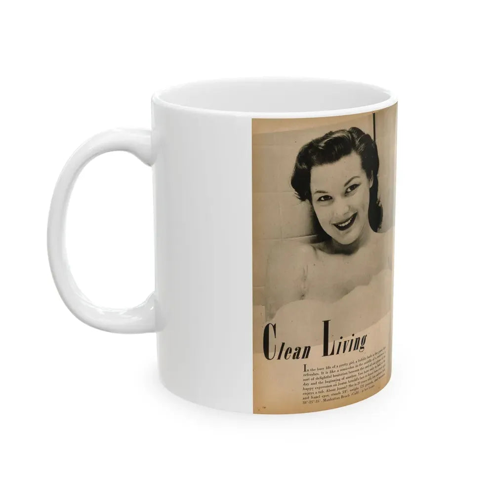 Joanne Arnold #89 - Pages 1 & 2 of 2 with, 3 B&W Photos from Cover Girls Models Mag. '51 (Vintage Female Icon) White Coffee Mug - Go Mug Yourself