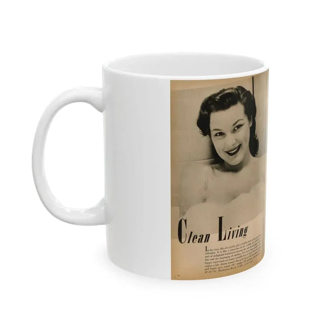 Joanne Arnold #89 - Pages 1 & 2 of 2 with, 3 B&W Photos from Cover Girls Models Mag. '51 (Vintage Female Icon) White Coffee Mug - Go Mug Yourself