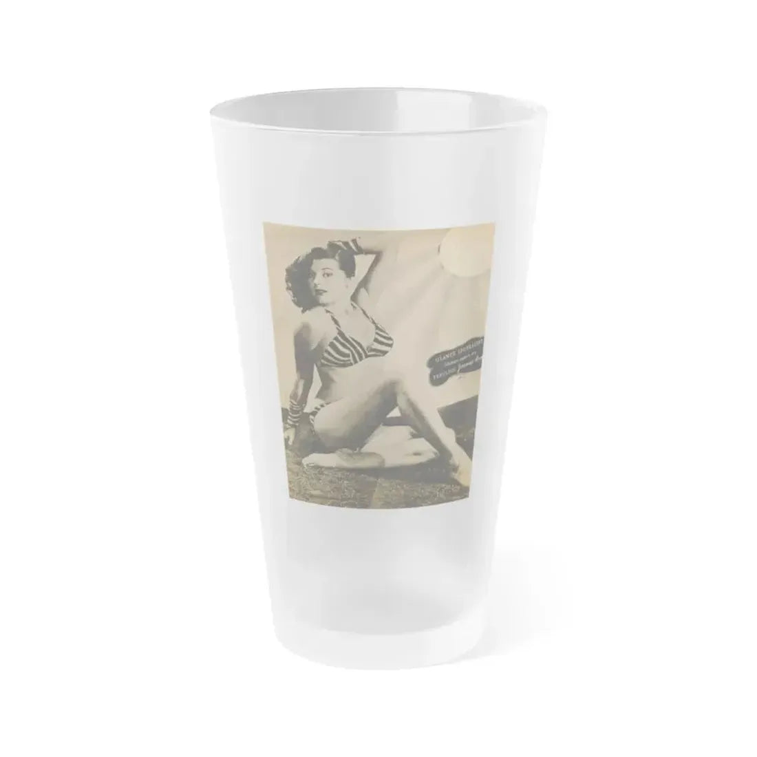 Joanne Arnold #90 - 1 B&W Photo & Caption Circa 50's Magazine Page (Vintage Female Icon) Frosted Pint Glass 16oz 16oz Frosted - Go Mug Yourself
