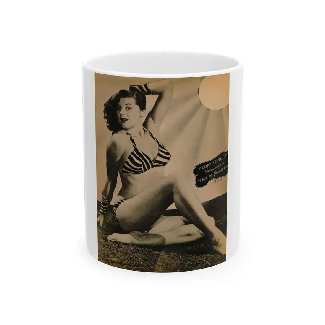 Joanne Arnold #90 - 1 B&W Photo & Caption Circa 50's Magazine Page (Vintage Female Icon) White Coffee Mug 11oz - Go Mug Yourself