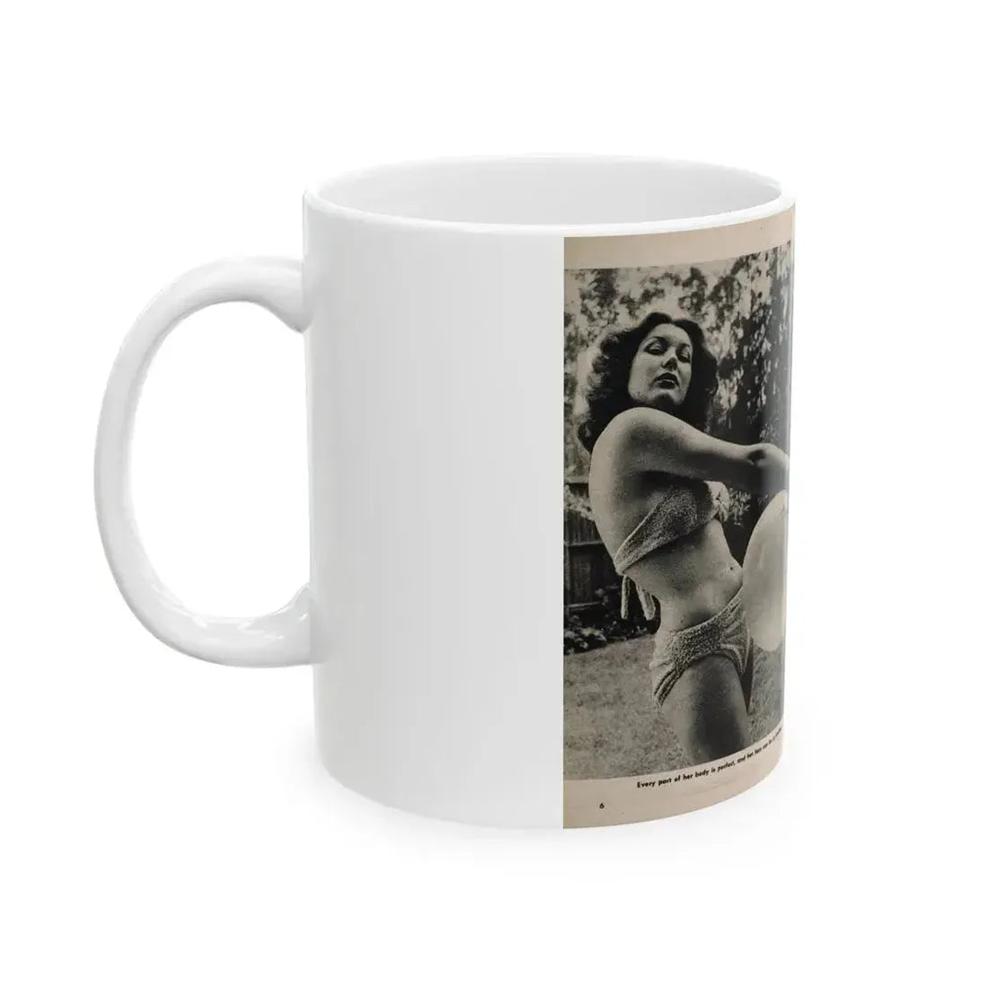 Joanne Arnold #94 - Pages 1 & 2 of 2 with, 2 B&W Photos, Captions & Short Article from Foto-rama Digest Mag. March '54 (Vintage Female Icon) White Coffee Mug - Go Mug Yourself