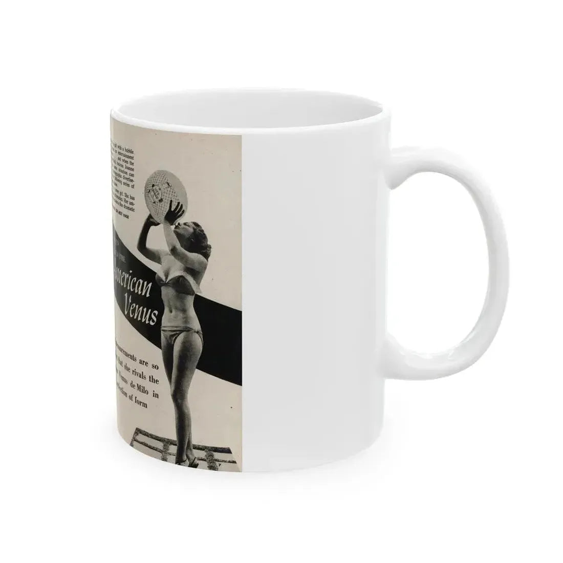 Joanne Arnold #94 - Pages 1 & 2 of 2 with, 2 B&W Photos, Captions & Short Article from Foto-rama Digest Mag. March '54 (Vintage Female Icon) White Coffee Mug - Go Mug Yourself
