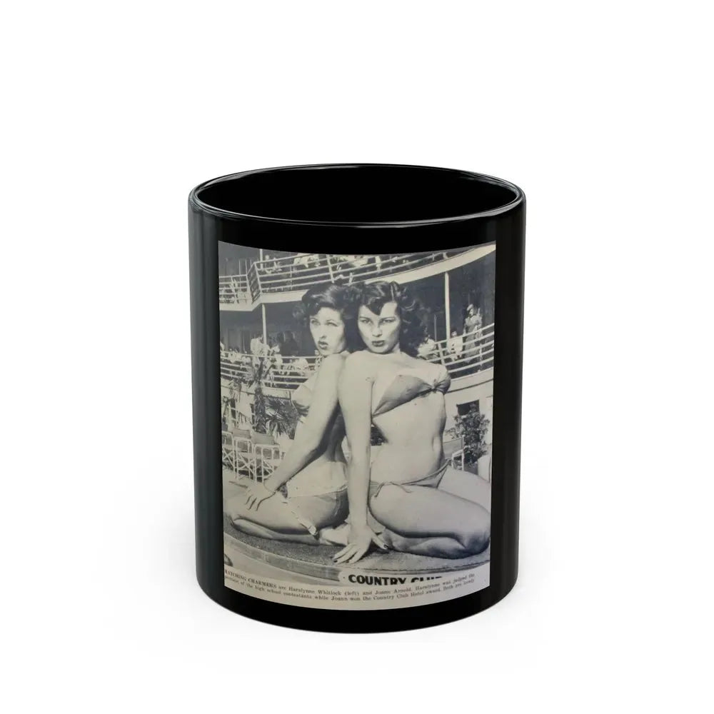 Joanne Arnold #95 - 1 B&W Photo from circa early 50's Pin-Up Magazine Page (Vintage Female Icon) Black Coffee Mug 11oz - Go Mug Yourself