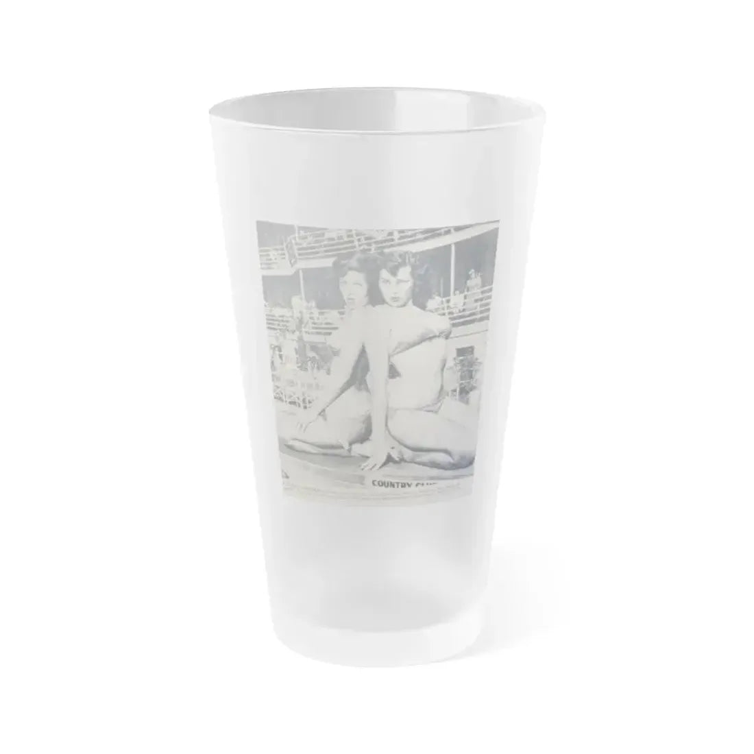 Joanne Arnold #95 - 1 B&W Photo from circa early 50's Pin-Up Magazine Page (Vintage Female Icon) Frosted Pint Glass 16oz 16oz Frosted - Go Mug Yourself