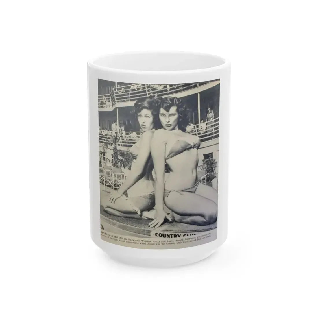 Joanne Arnold #95 - 1 B&W Photo from circa early 50's Pin-Up Magazine Page (Vintage Female Icon) White Coffee Mug 15oz - Go Mug Yourself