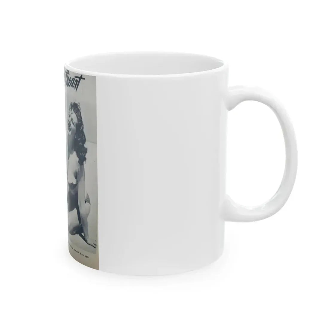 Joanne Arnold #96 - 2 B&W Photos & Captions from early 50's Pin-Up Magazine Page (Vintage Female Icon) White Coffee Mug - Go Mug Yourself