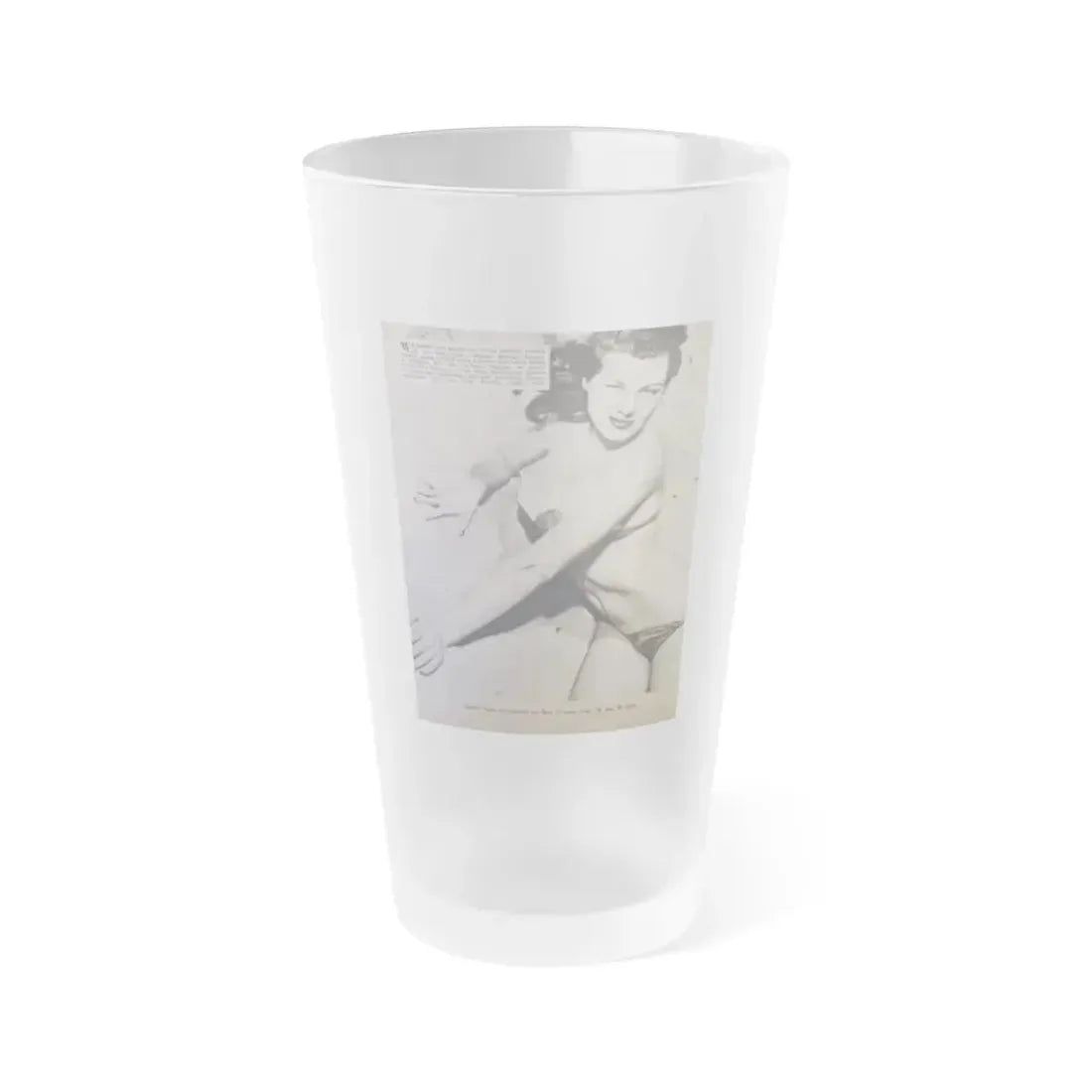 Joanne Arnold #97 - 1 B&W Photo from circa early 50's Pin-Up Magazine Page (Vintage Female Icon) Frosted Pint Glass 16oz 16oz Frosted - Go Mug Yourself