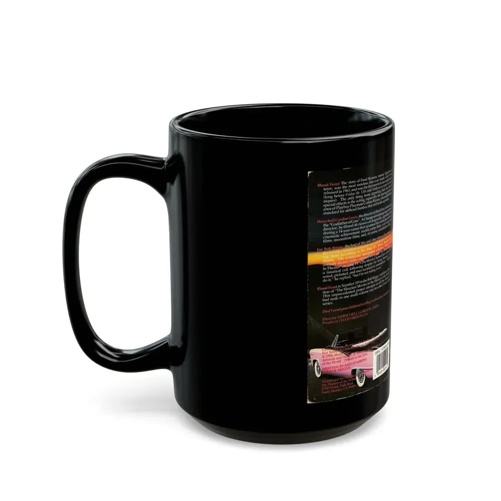 JOE BOB BRIGGS PRESENTS BLOOD FEAST THE SLEAZIEST MOVIES IN THE HISTORY OF THE WORLD (VHS COVER) - Black Coffee Mug - Go Mug Yourself