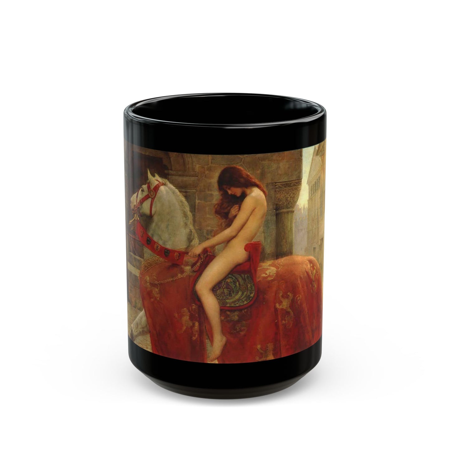 John Collier (1850-1934) Lady Godiva - 1897 - Black Coffee Mug-15oz-Go Mug Yourself