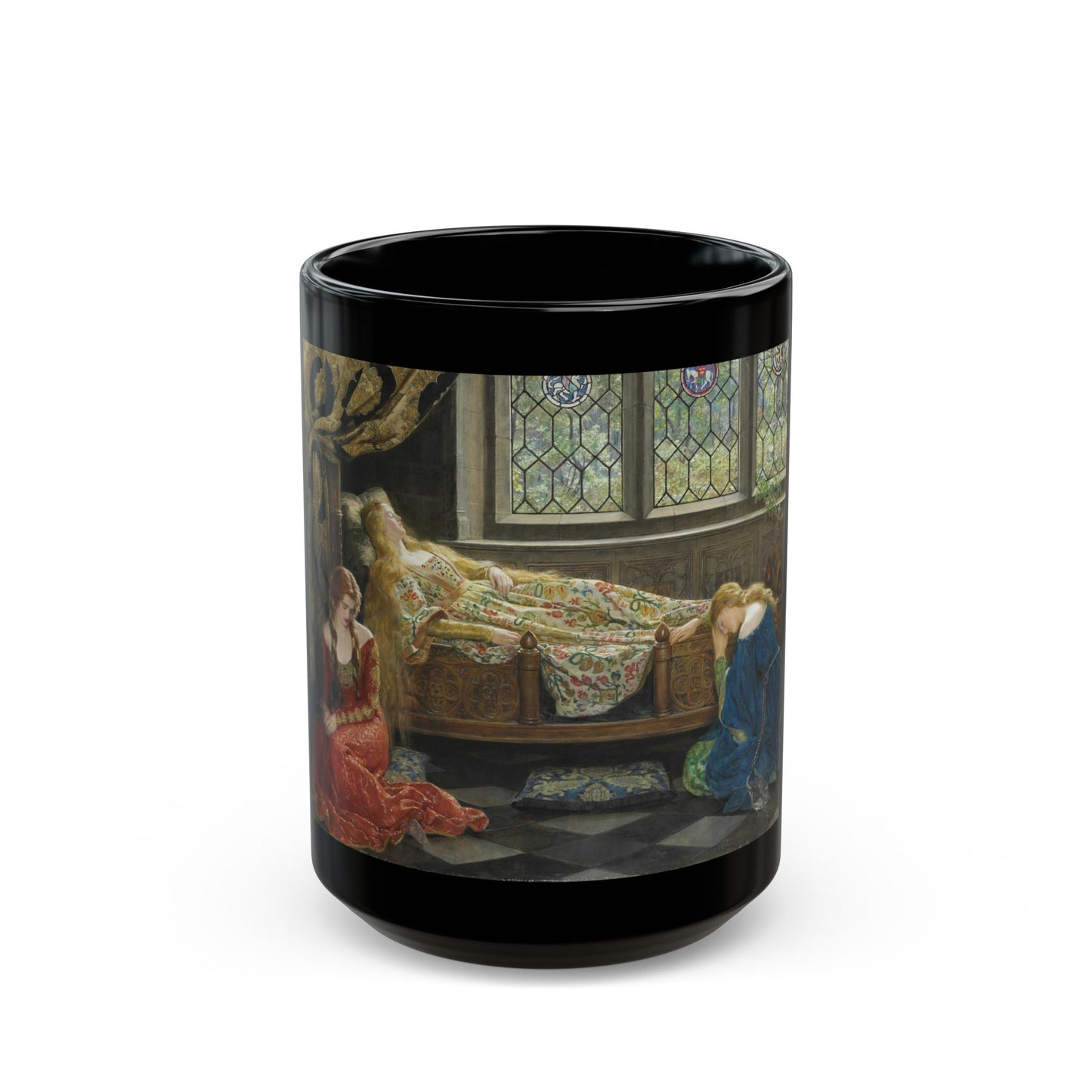 John Collier (1850-1934) Sleeping Beauty - 1921 - Black Coffee Mug-15oz-Go Mug Yourself