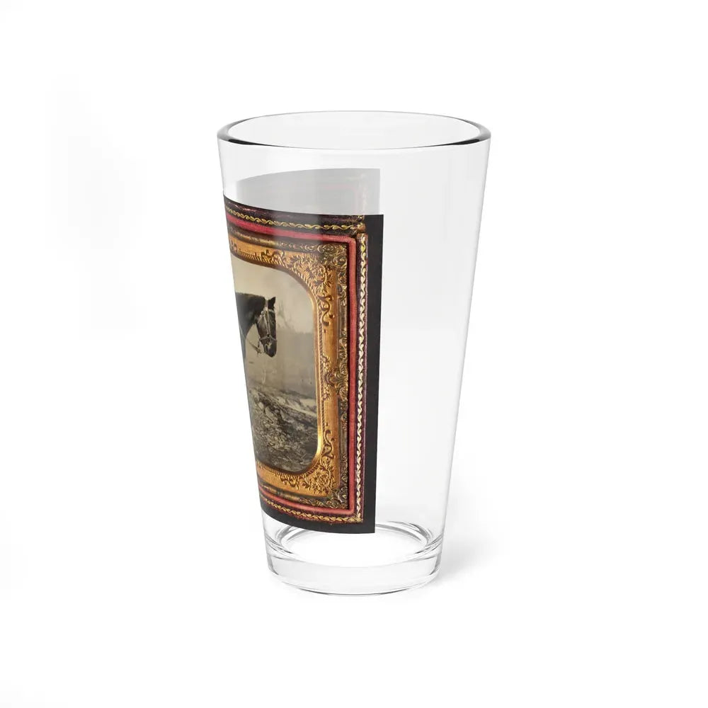 John E. Cummins Of The 50th, 99th, And 185th Ohio Infantry Regiments In Union Uniform Next To A Horse (U.S. Civil War) Pint Glass 16oz - Go Mug Yourself
