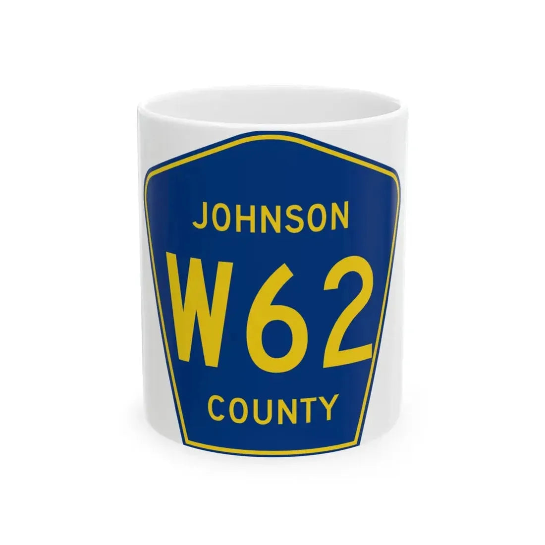 Johnson County Route W62 IA (Iowa) (Road Sign) White Coffee Mug 11oz - Go Mug Yourself