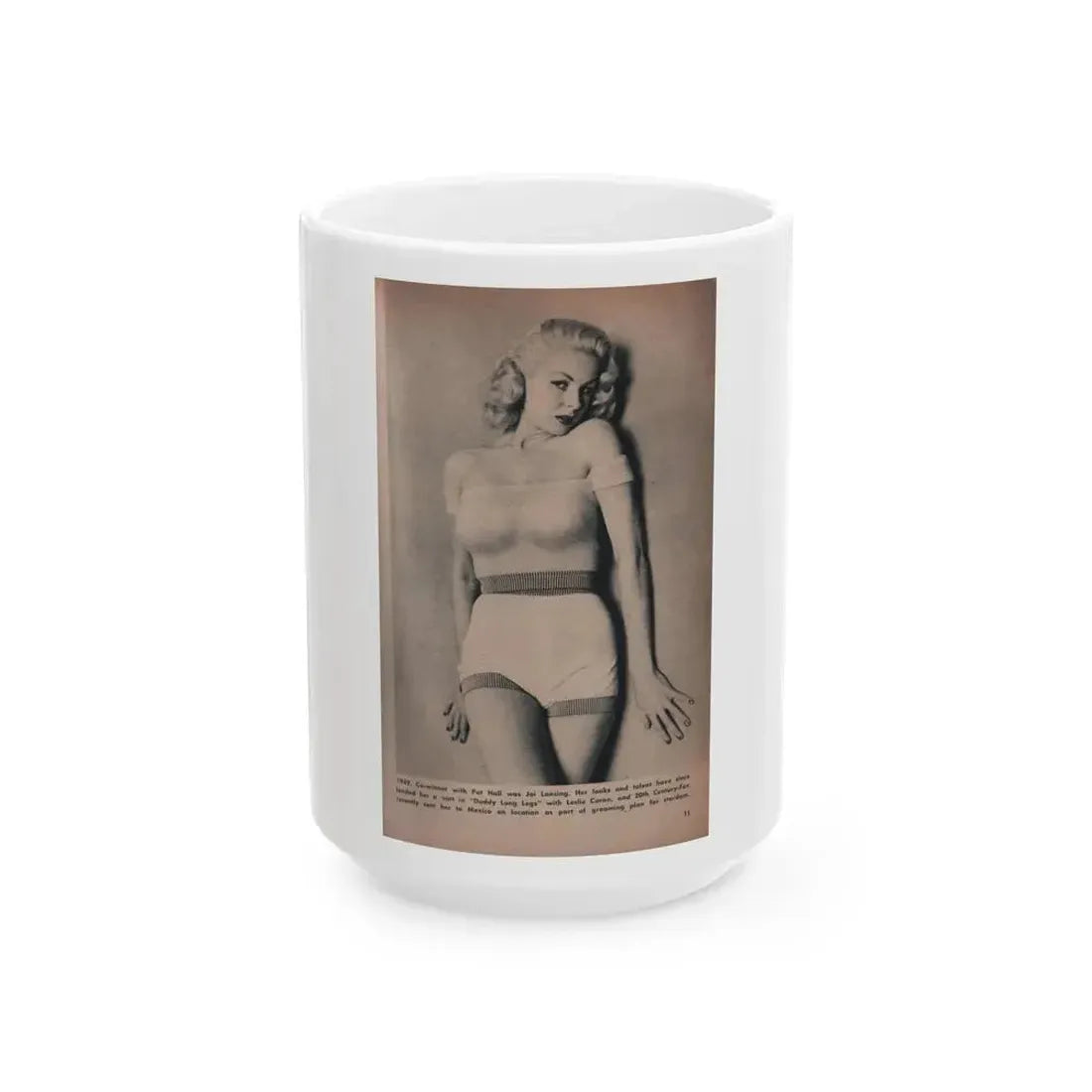 Joi Lansing #163 - 1 B&W Photo & Caption from Tab Digest Mag. Dec. '55 (Vintage Female Icon) White Coffee Mug 15oz - Go Mug Yourself
