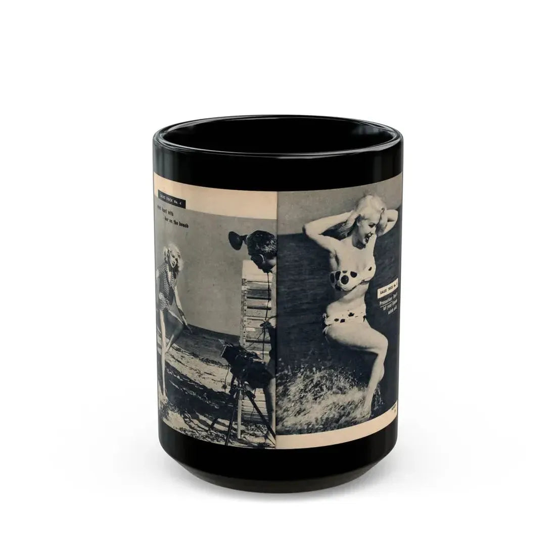 Joi Lansing #209 - 2 Pages, 2 B&W Photos & 2 Captions from EYE Digest Mag. June '55 1 (Vintage Female Icon) Black Coffee Mug 15oz - Go Mug Yourself