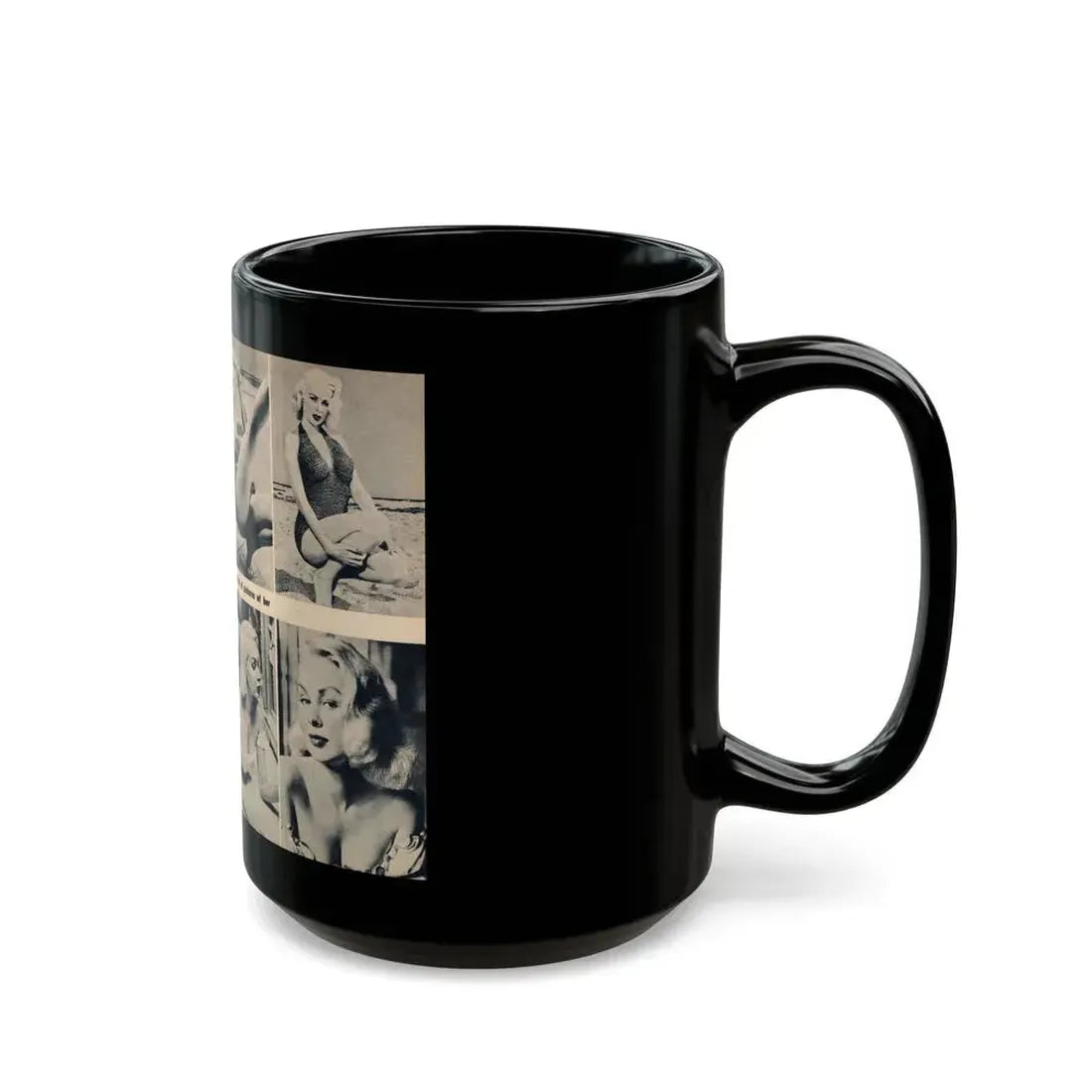 Joi Lansing #210 - 2 Pages, 8 B&W Photos & 2 Captions from EYE Digest Mag. June '55 1 (Vintage Female Icon) Black Coffee Mug - Go Mug Yourself