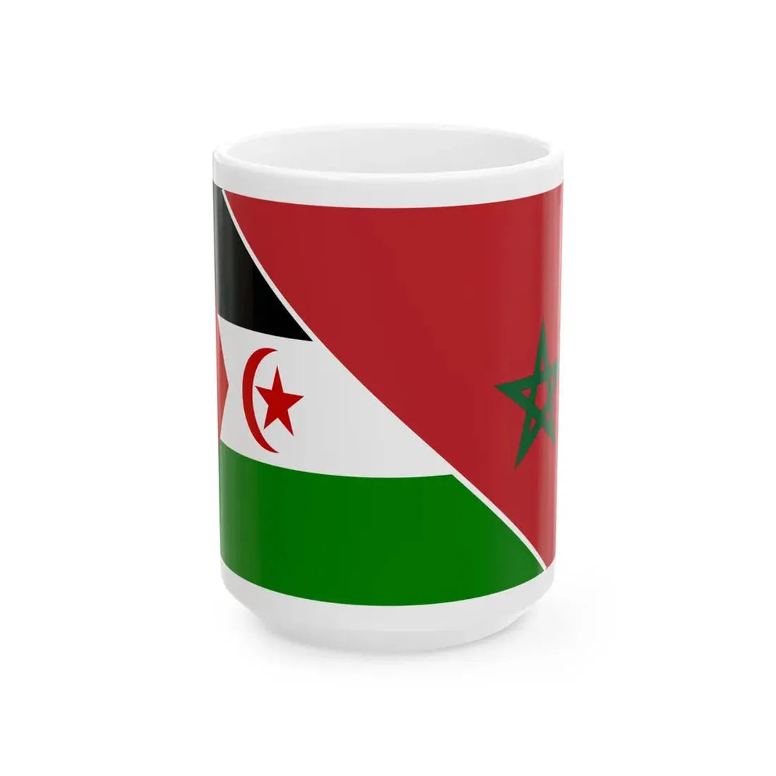 Joined flags for Western Sahara (Morocco) White Coffee Mug 15oz - Go Mug Yourself