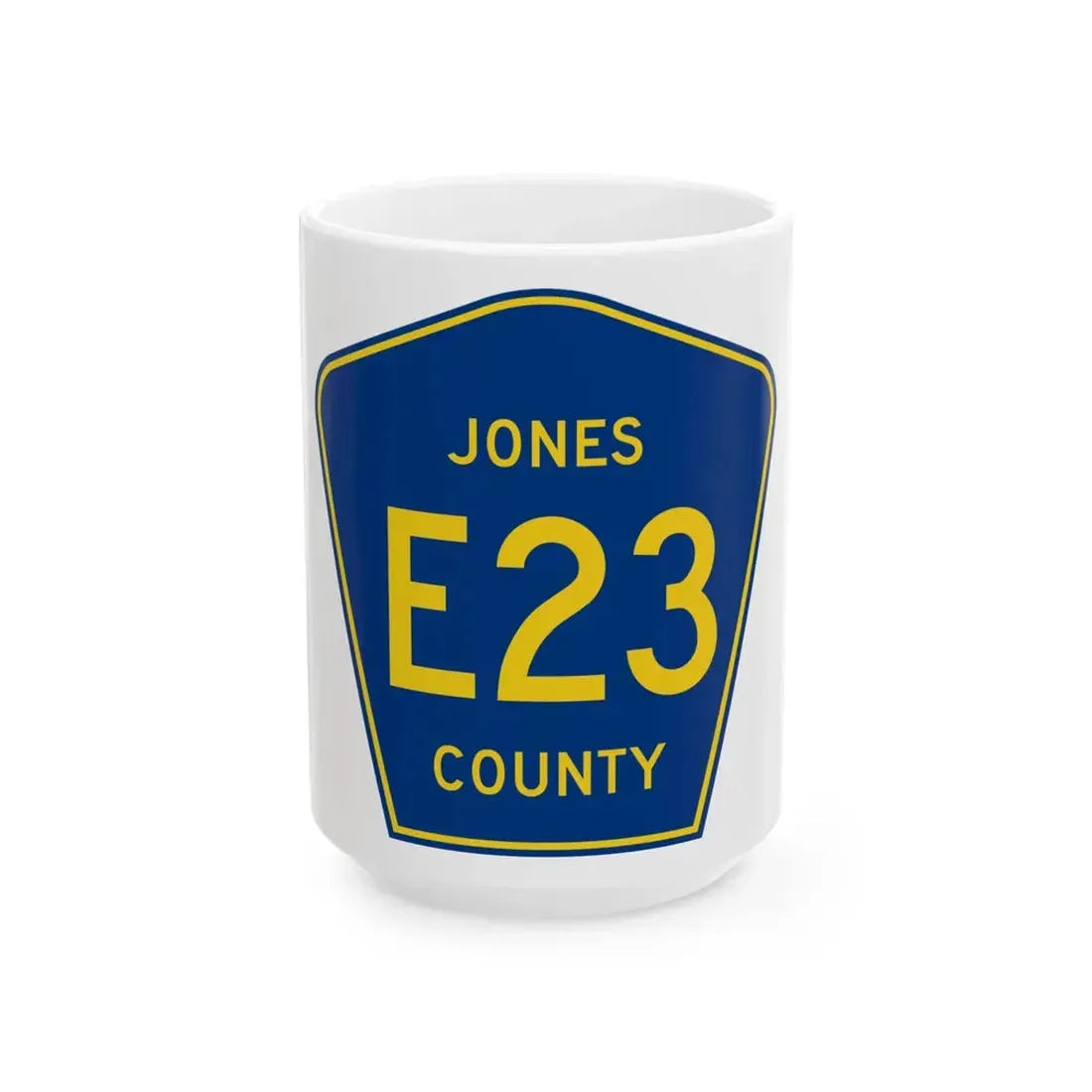 Jones County Route E23 IA (Iowa) (Road Sign) White Coffee Mug 15oz - Go Mug Yourself