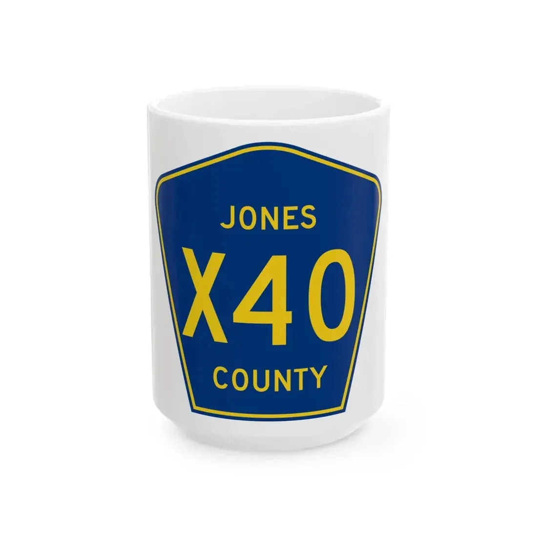 Jones County Route X40 IA (Iowa) (Road Sign) White Coffee Mug 15oz - Go Mug Yourself