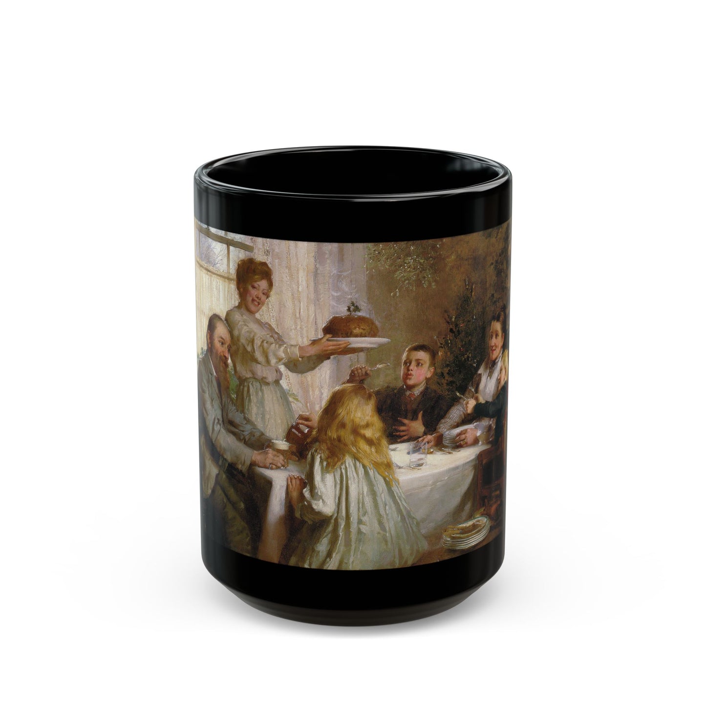 Joseph Clarke (1834-1926) A Christmas Dole - Black Coffee Mug-15oz-Go Mug Yourself