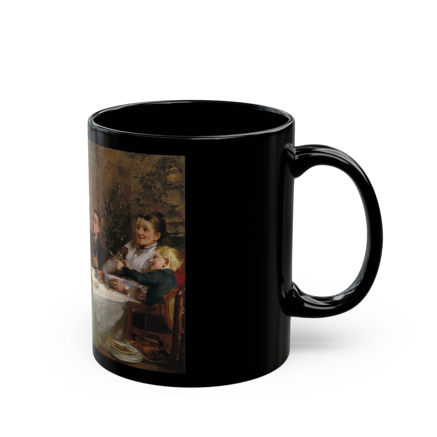 Joseph Clarke (1834-1926) A Christmas Dole - Black Coffee Mug-Go Mug Yourself
