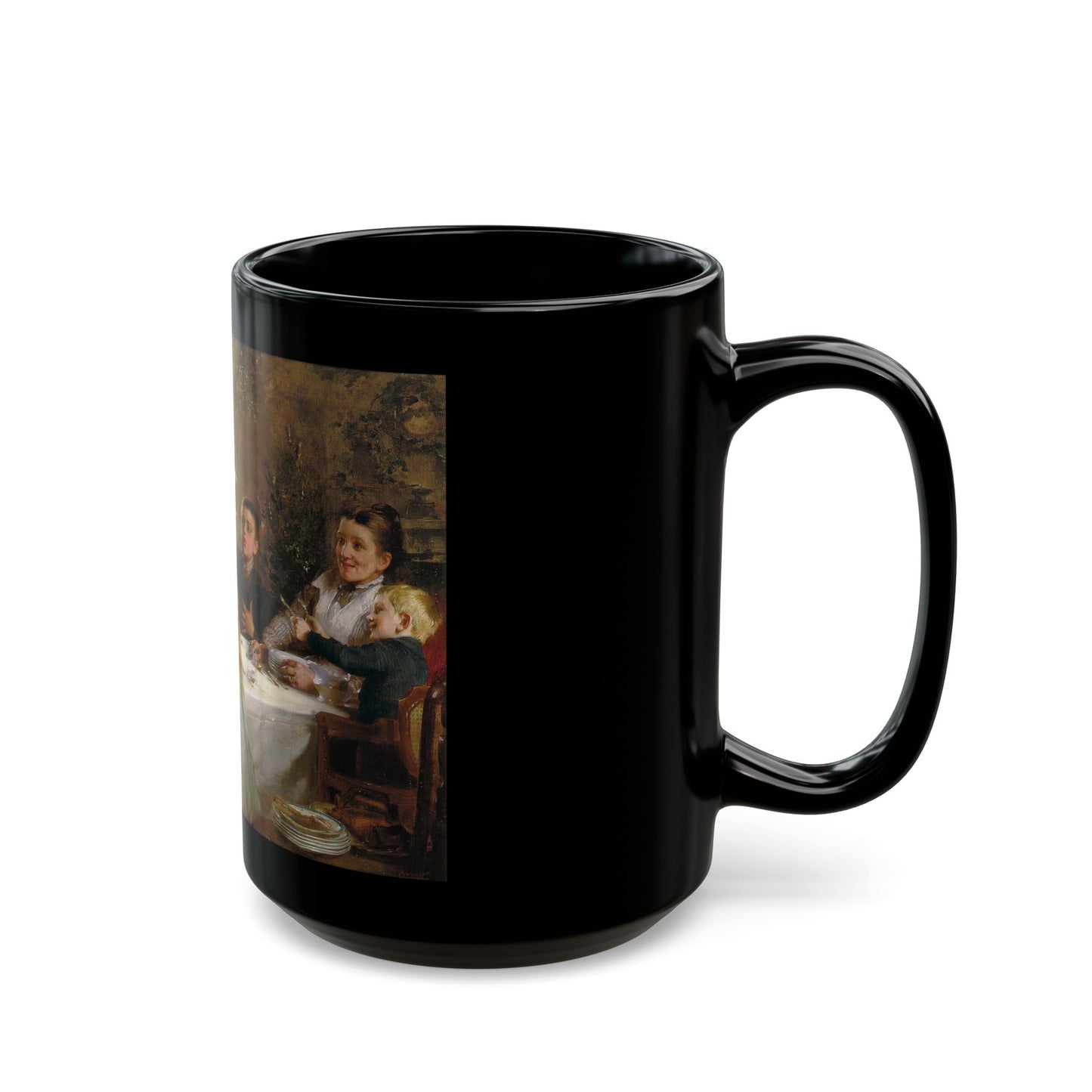 Joseph Clarke (1834-1926) A Christmas Dole - Black Coffee Mug-Go Mug Yourself