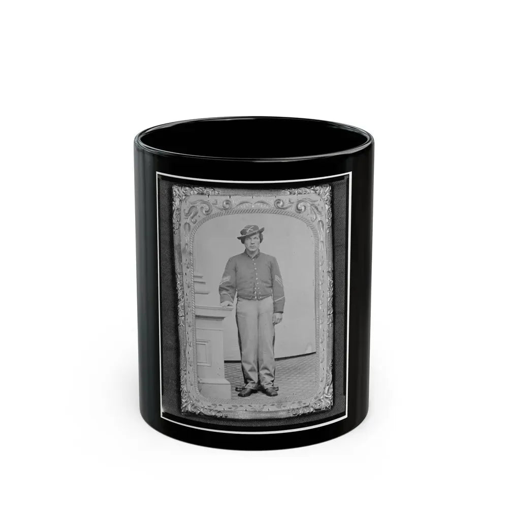 Josua P. Graffam, Sgt., 1st D.C. & 1st Maine Cavalry, Co. B., U.S.A., Full-Length Portrait, Facing Front (U.S. Civil War) Black Coffee Mug 11oz - Go Mug Yourself