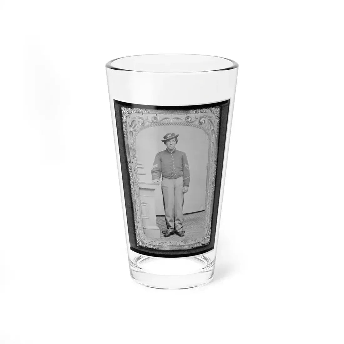 Josua P. Graffam, Sgt., 1st D.C. & 1st Maine Cavalry, Co. B., U.S.A., Full-Length Portrait, Facing Front (U.S. Civil War) Pint Glass 16oz 16oz - Go Mug Yourself