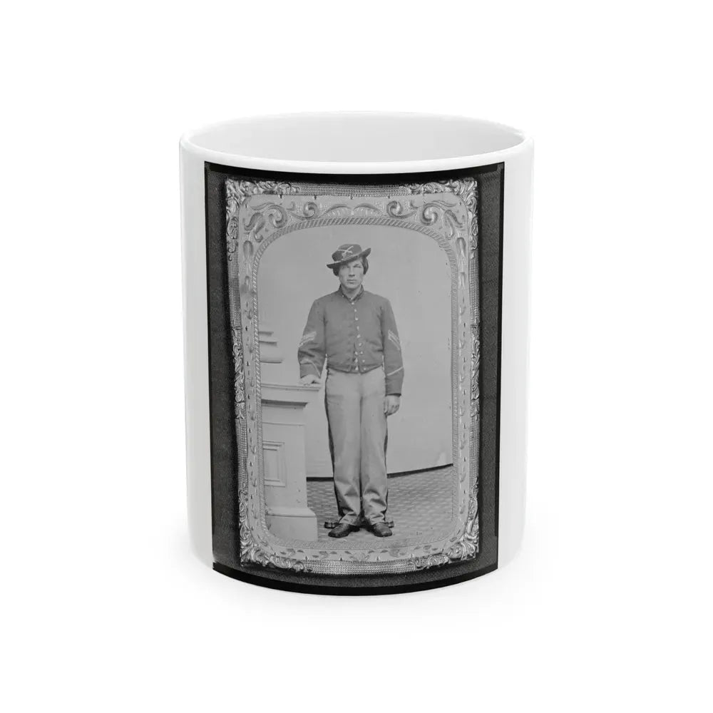 Josua P. Graffam, Sgt., 1st D.C. & 1st Maine Cavalry, Co. B., U.S.A., Full-Length Portrait, Facing Front (U.S. Civil War) White Coffee Mug 11oz - Go Mug Yourself