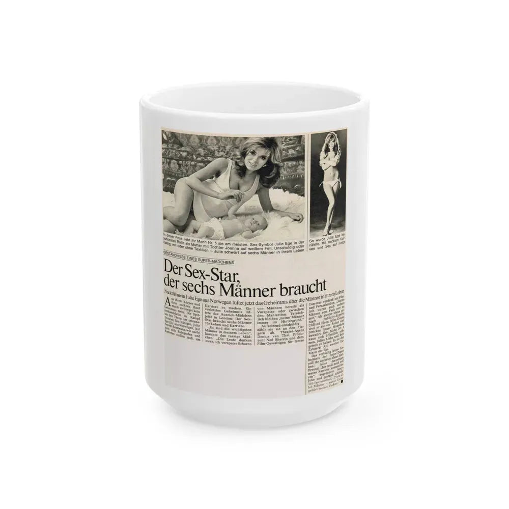 Julie Ege #189 (Vintage Female Icon) White Coffee Mug 15oz - Go Mug Yourself