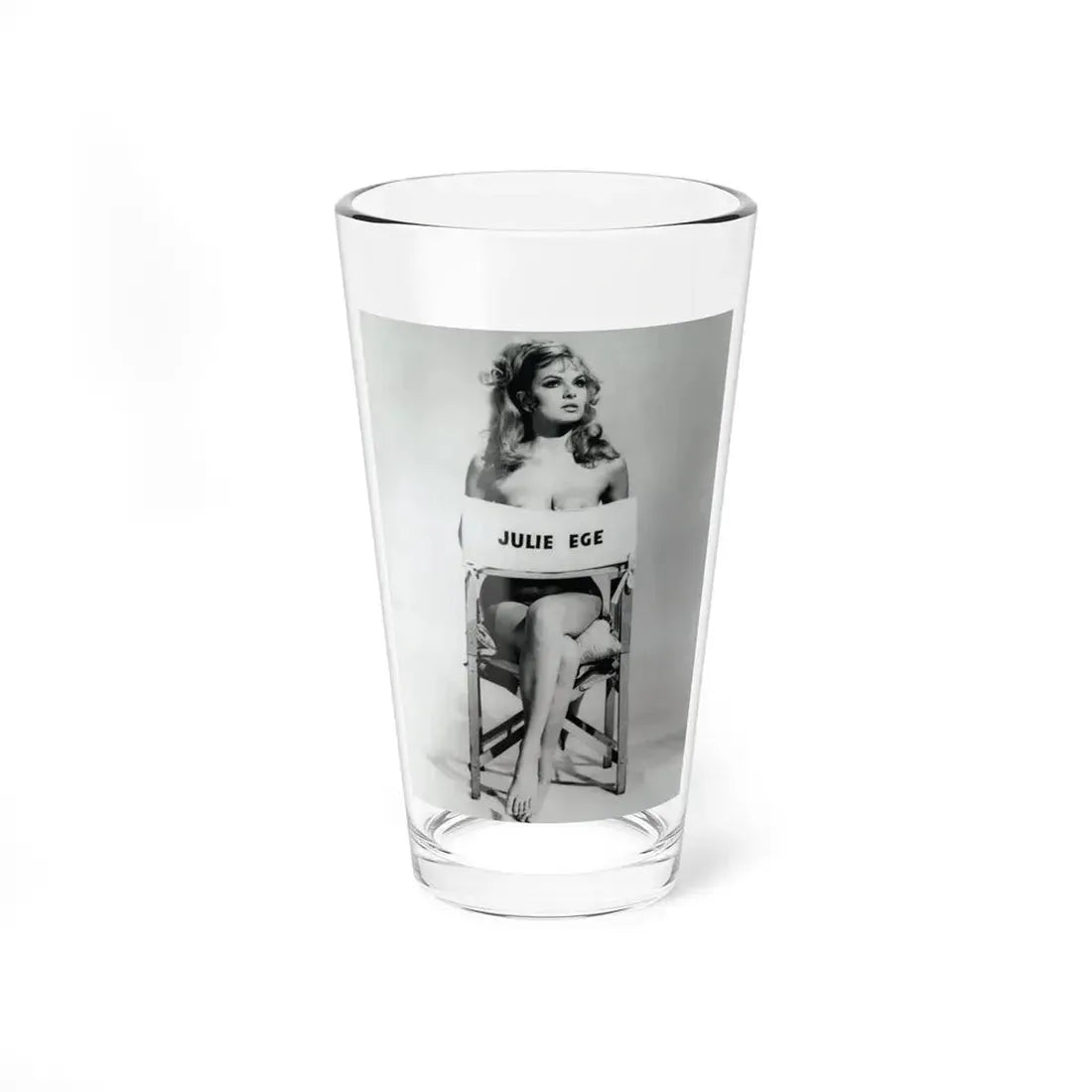 Julie Ege #269 - 8x10 B&W Full Body Semi Nude from 70's via a HQ (Vintage Female Icon) Pint Glass 16oz 16oz - Go Mug Yourself