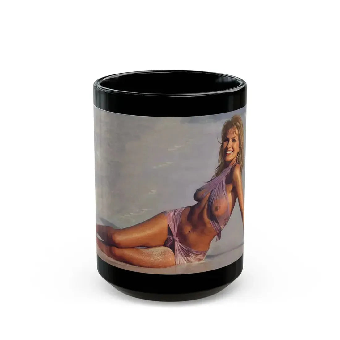 Julie Ege #94 - See through wet top (Vintage Female Icon) Black Coffee Mug 15oz - Go Mug Yourself