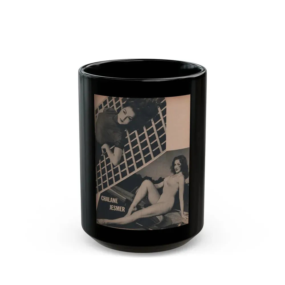 Julie Newmar #168 - Pages 17 Pages 4 of 5 with, Julie+1 Full Page B&W Photo from COVER GIRLS MODELS Mag. Nov. '53 (Vintage Female Icon) Black Coffee Mug 15oz - Go Mug Yourself